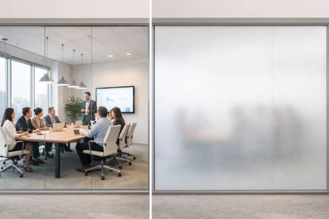 Conference room privacy mistakes addressed — switchable smart film install on a Beverly Hills boardroom