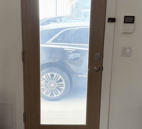 Smart film front door glass installation in Woodland Hills CA