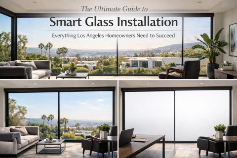 Smart glass FAQ for LA homeowners — switchable smart film install on a Los Angeles residential French door