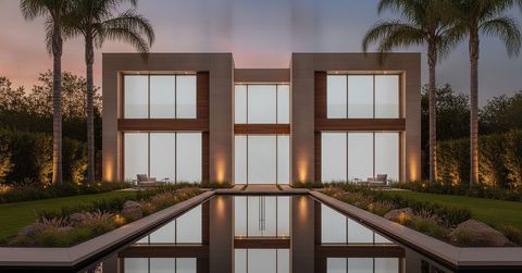 The same home with its smart glass switched to frosted privacy mode
