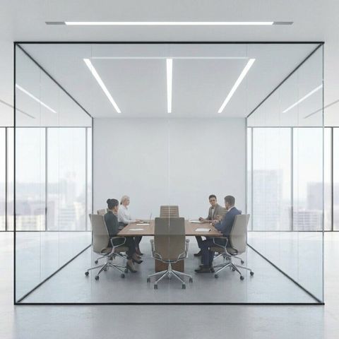 Smart film on a glass conference room