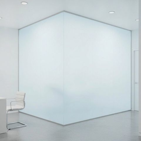 The same exam-room glass wall switched to frosted opaque privacy