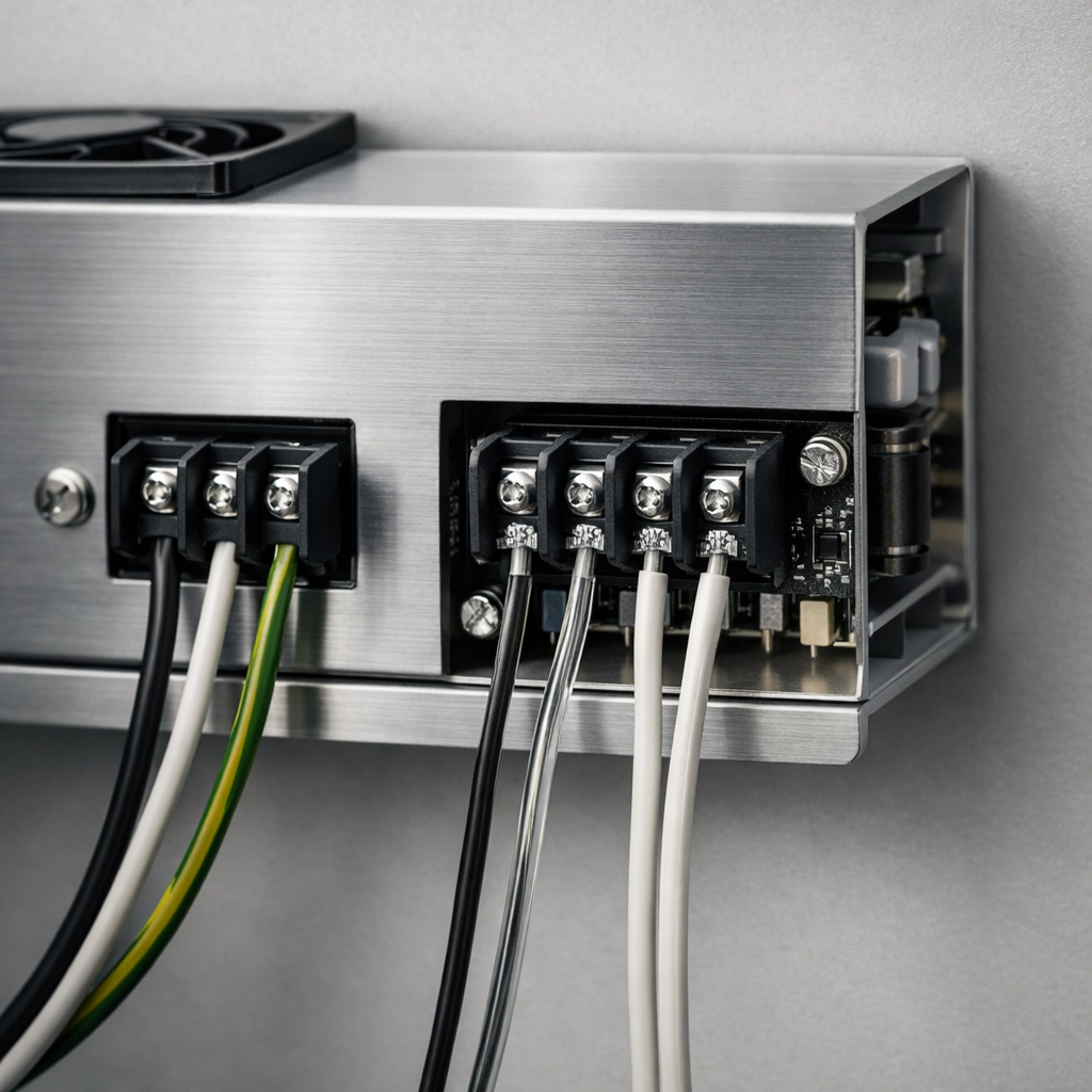 Switchable film troubleshooting — properly installed PDLC power transformer and clean wiring driver setup for a switchable smart film system