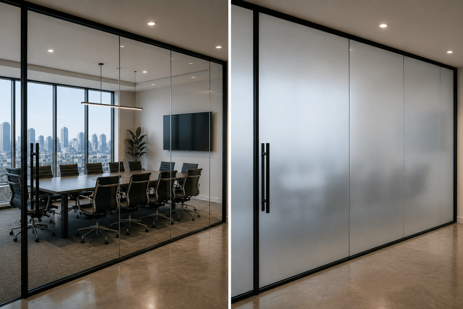 Professional PDLC smart film installation in Los Angeles providing switchable privacy film for residential and commercial glass surfaces