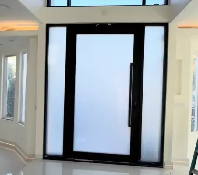 Smart glass automation mistakes resolved — front entry door and sidelights with switchable PDLC film and integrated smart-home control