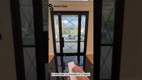 La Cañada Flintridge front door with smart film switching from clear to frosted by remote
